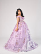 Nancy Off-Shoulder Ball Gown in Lilac