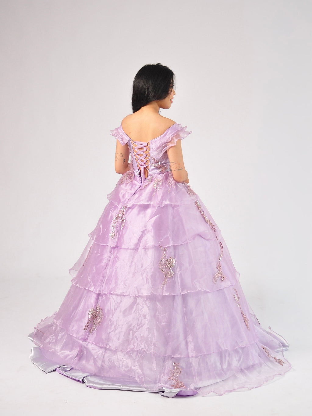 Nancy Off-Shoulder Ball Gown in Lilac
