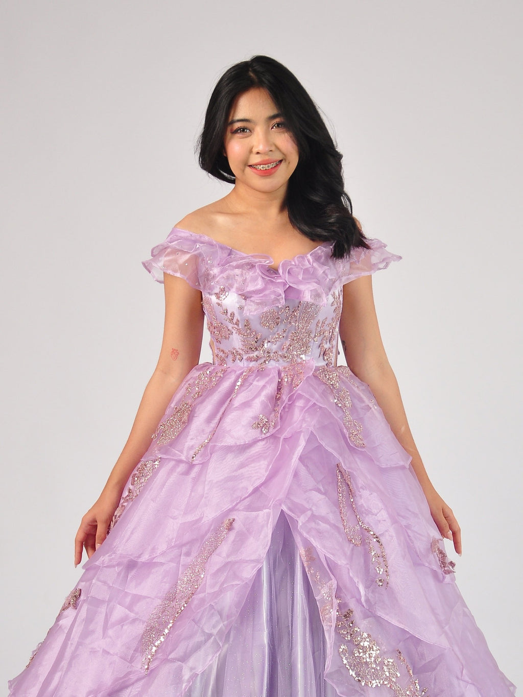 Nancy Off-Shoulder Ball Gown in Lilac