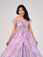 Nancy Off-Shoulder Ball Gown in Lilac