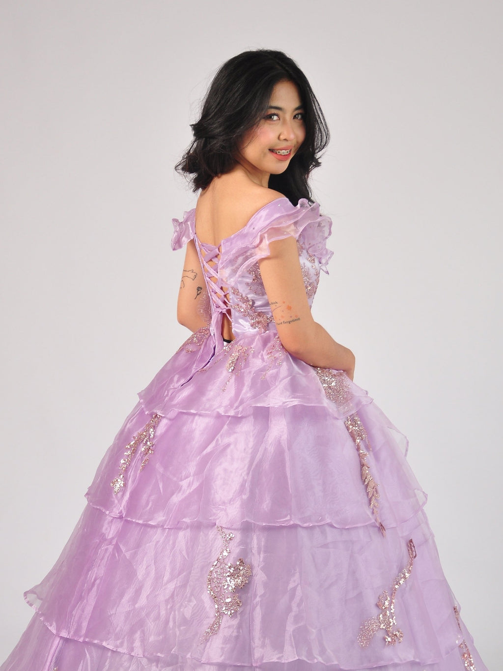 Nancy Off-Shoulder Ball Gown in Lilac