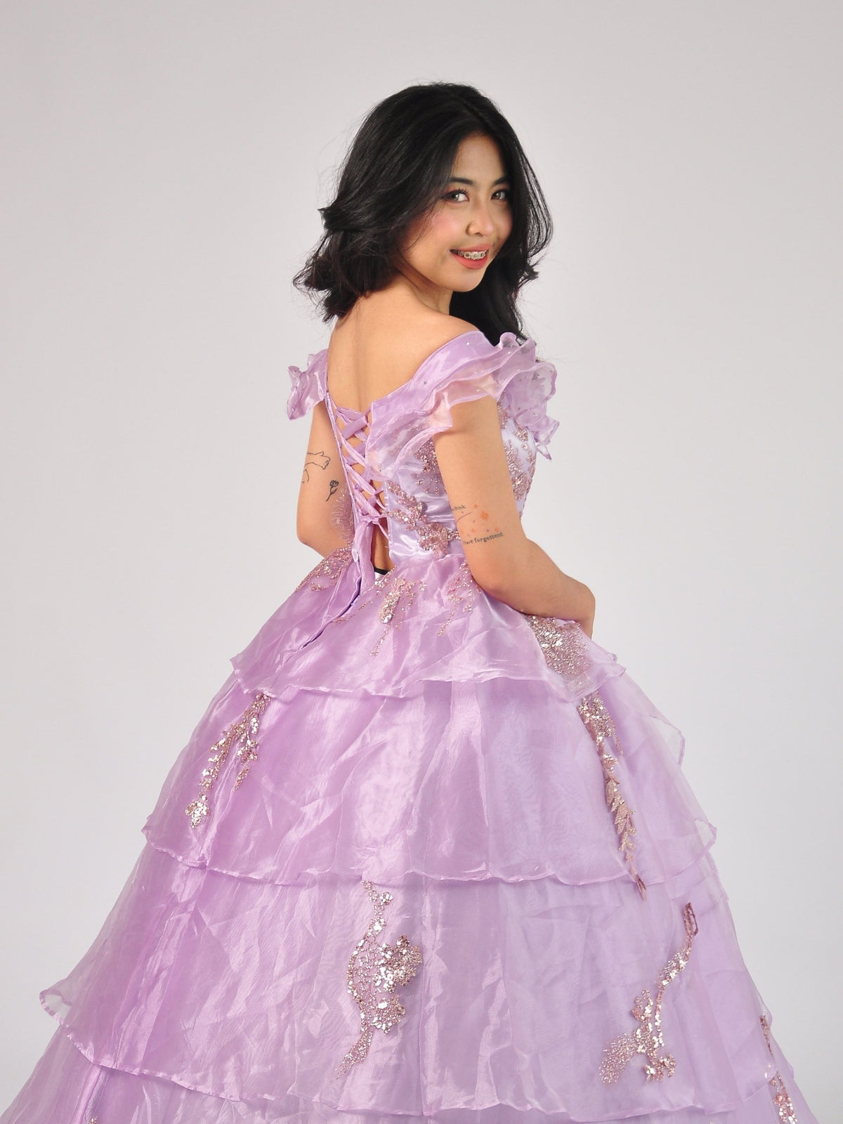 Nancy Off-Shoulder Ball Gown in Lilac