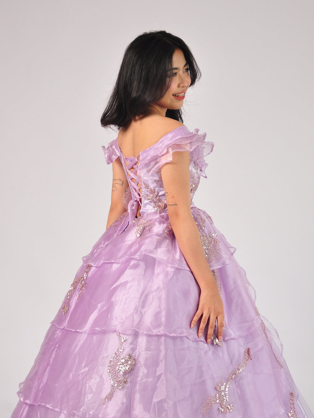 Nancy Off-Shoulder Ball Gown in Lilac