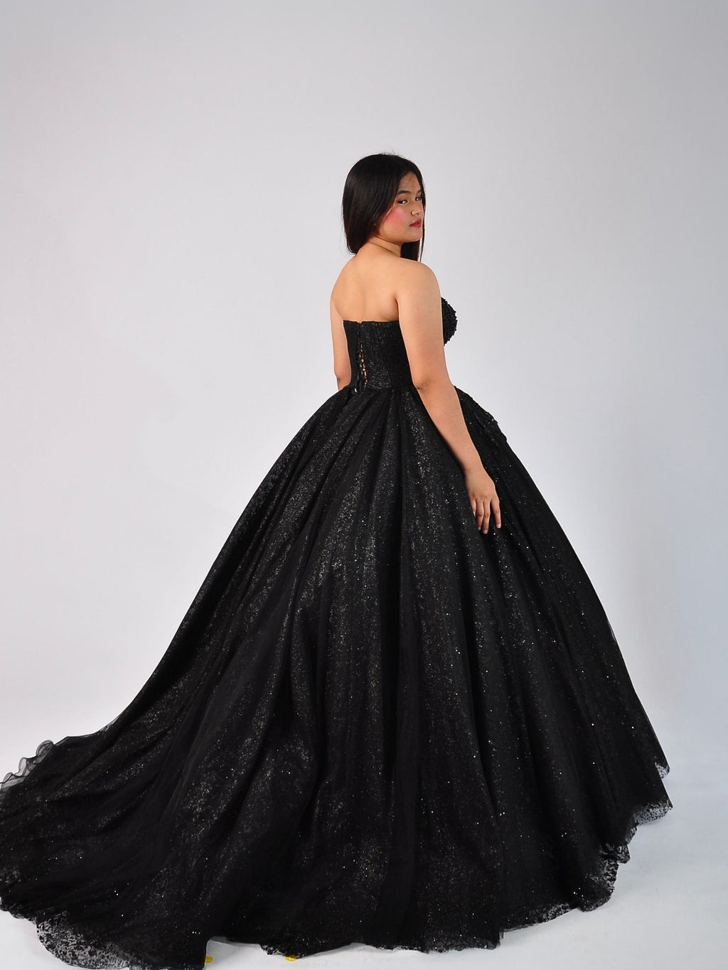 Nyx Glitter Ball Gown in Midnight Black