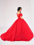 Rosalina Off-Shoulder Ball Gown in Red