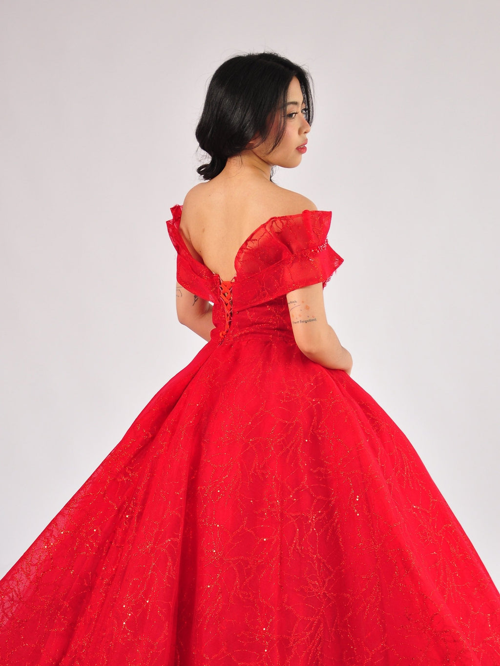 Rosalina Off-Shoulder Ball Gown in Red