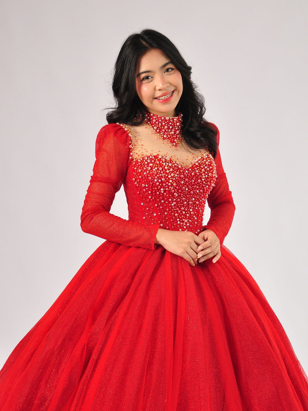 Roselle Sweetheart Beaded Ball Gown in Red