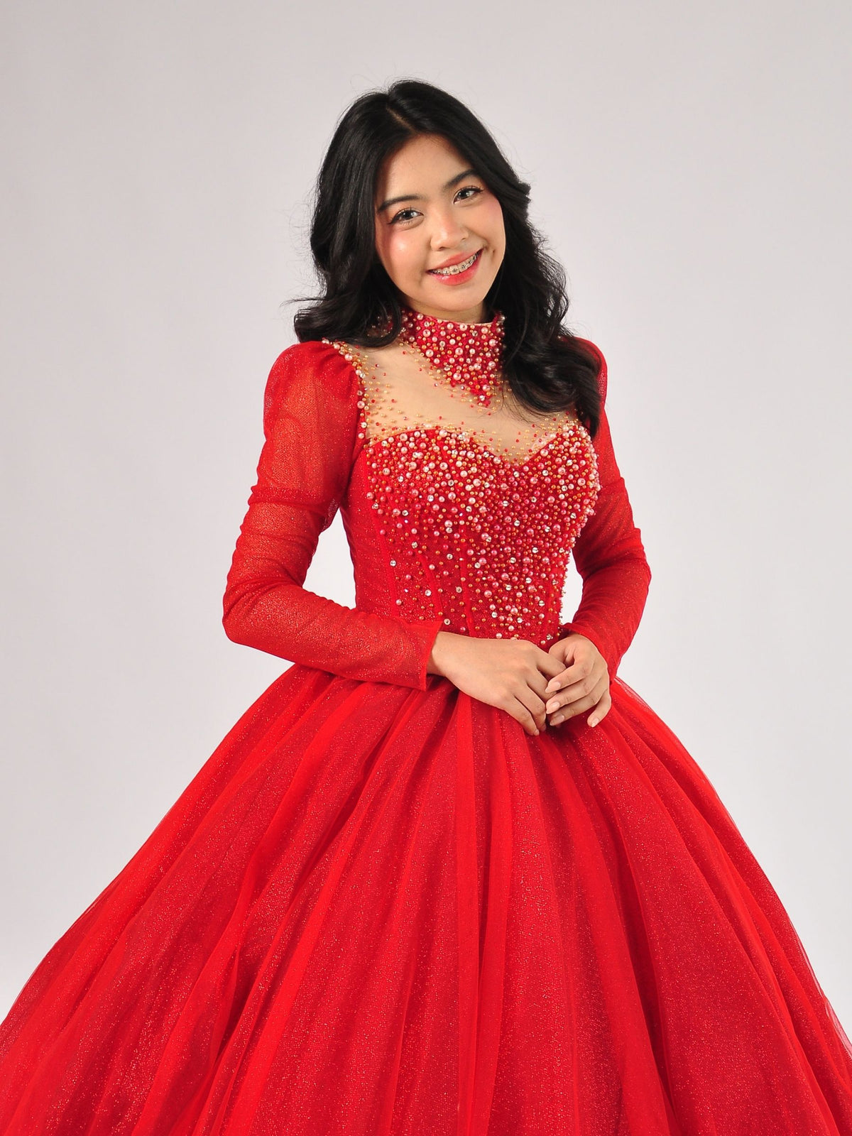 Roselle Sweetheart Beaded Ball Gown in Red