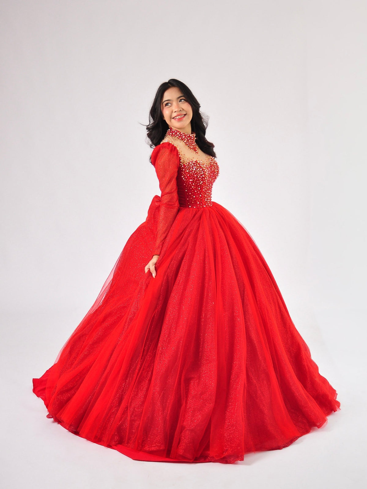 Roselle Sweetheart Beaded Ball Gown in Red