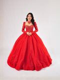 Roselle Sweetheart Beaded Ball Gown in Red