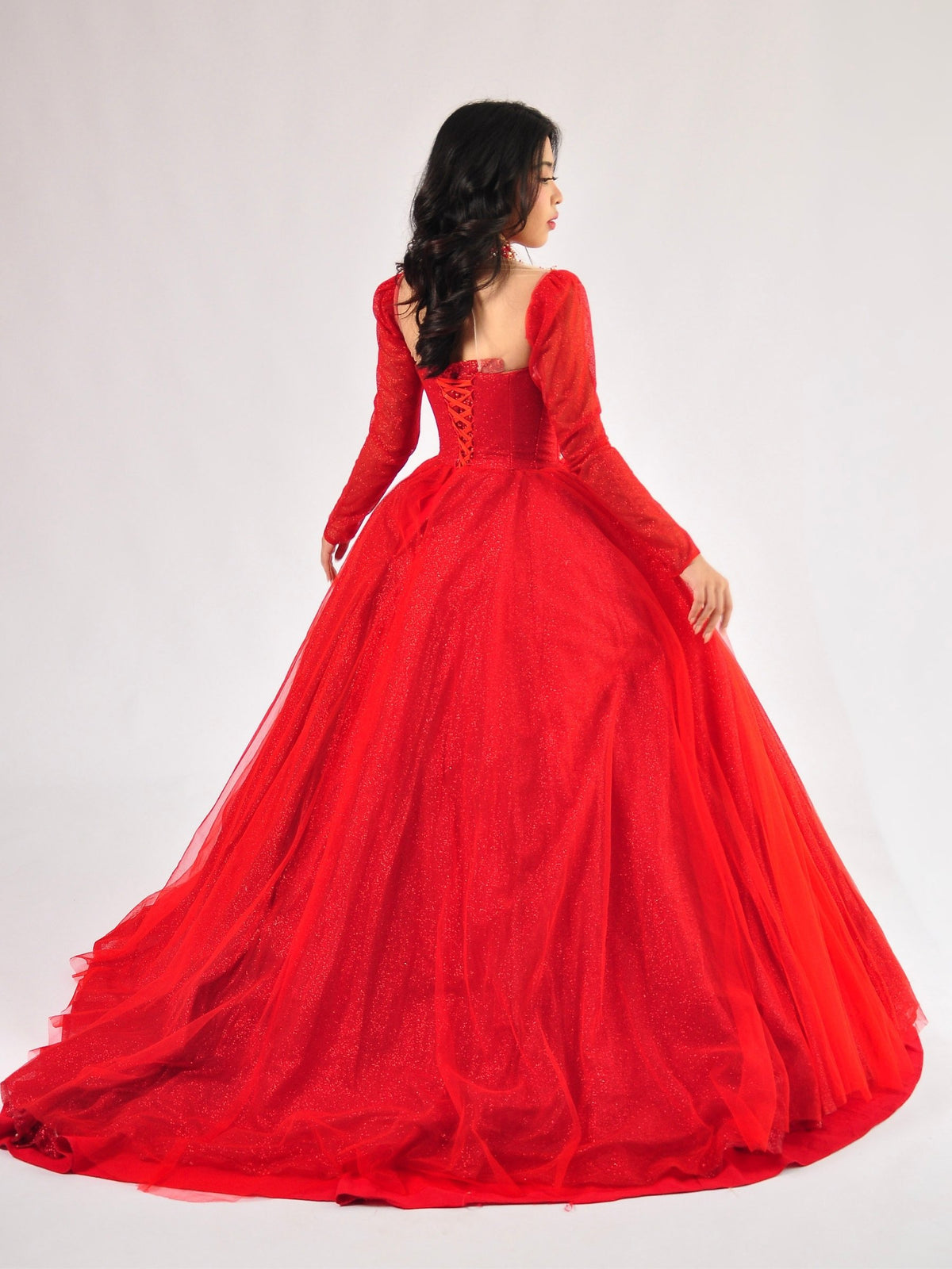 Roselle Sweetheart Beaded Ball Gown in Red