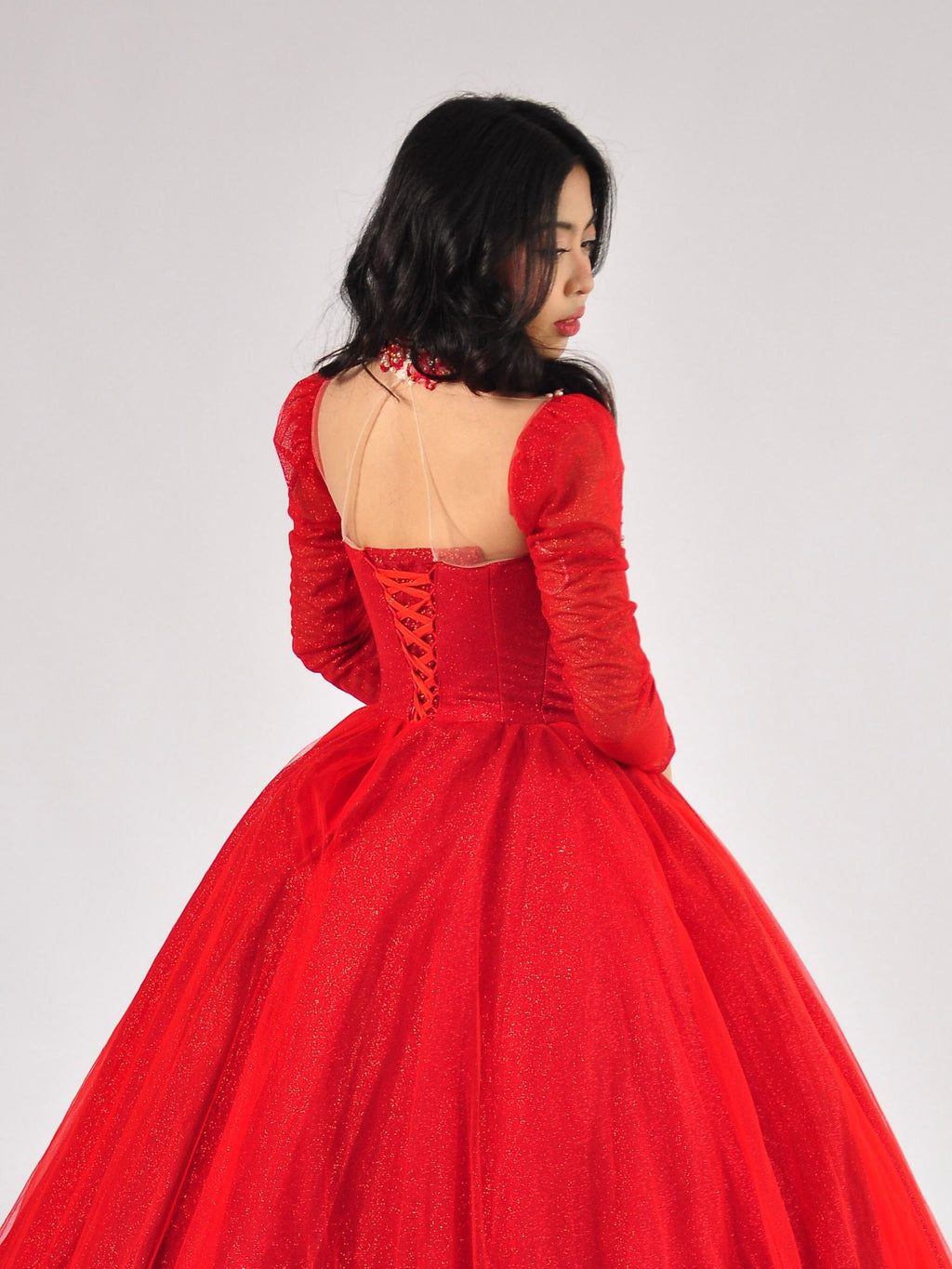 Roselle Sweetheart Beaded Ball Gown in Red