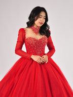 Roselle Sweetheart Beaded Ball Gown in Red