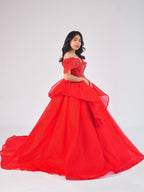 Ruella Off-Shoulder Ball Gown in Red