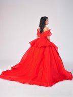 Ruella Off-Shoulder Ball Gown in Red
