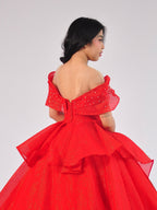 Ruella Off-Shoulder Ball Gown in Red