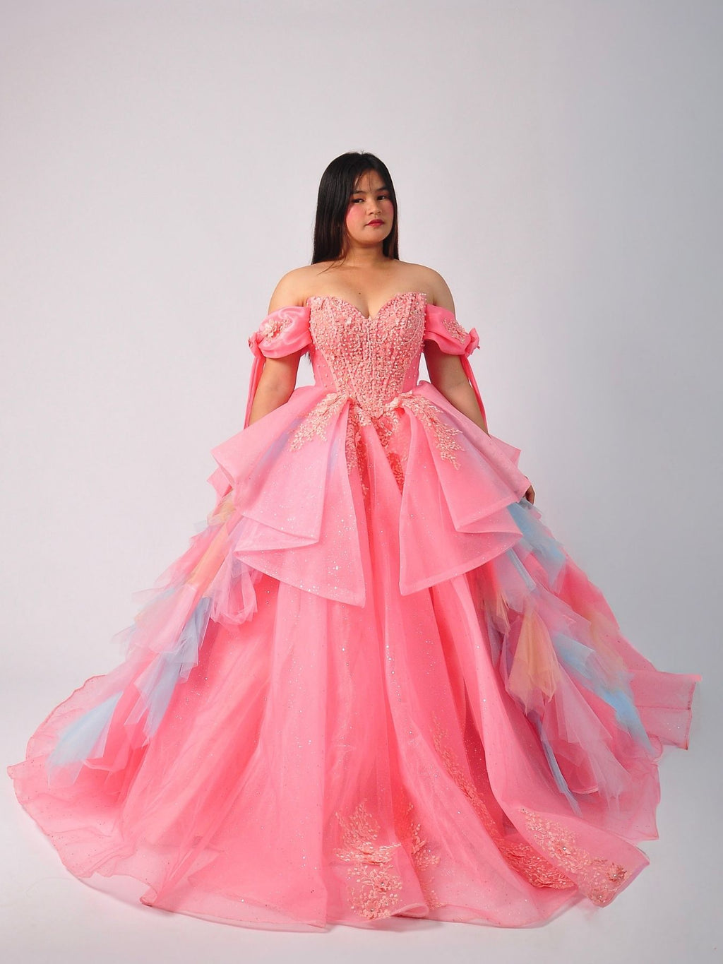 Sabrina Fantasy Layered Ball Gown in Blush Pink