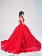 Sophia High-Neck Ball Gown in Red